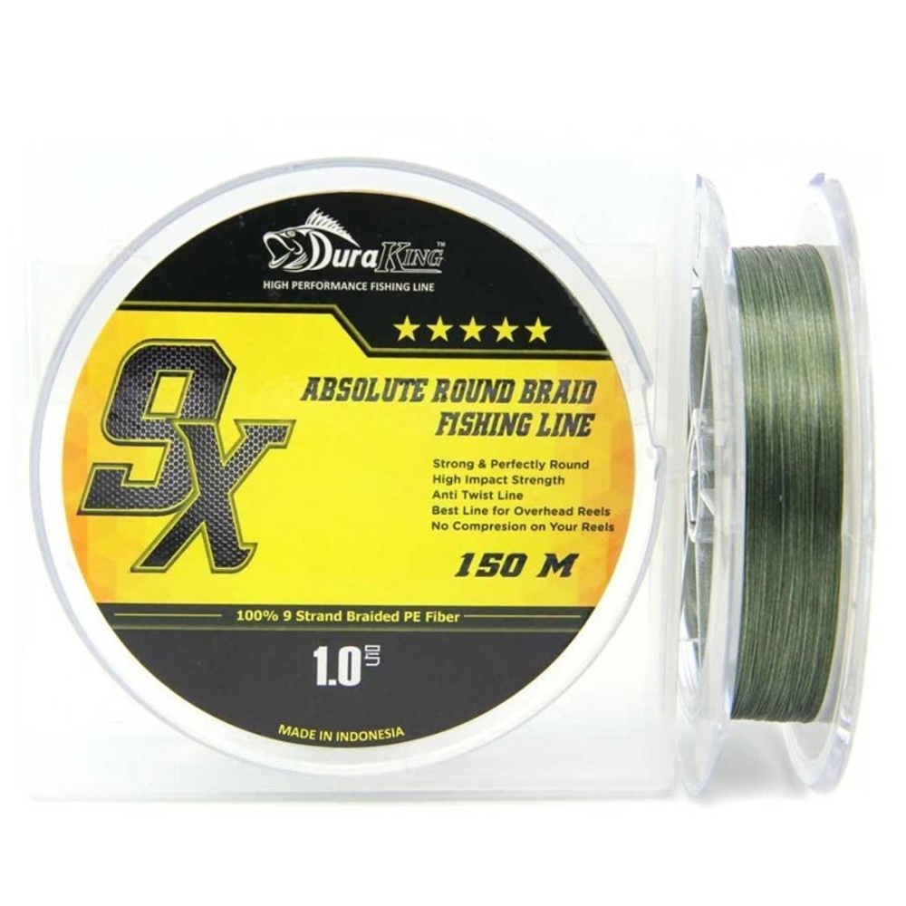 Шнур DuraKing 9X , 150м, оливково-зеленый D-1.5, 0,20мм, 30lbs