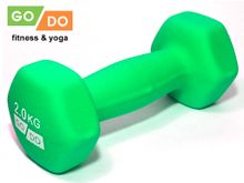 Гантель GO DO в виниловой матовой неопреновой оболочке.  Вес 2 кг.  (Зеленый)