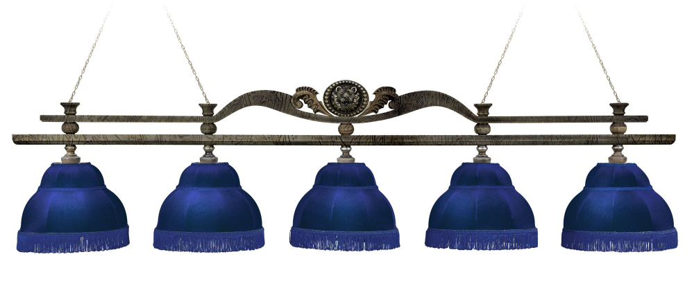 Лампа Лео II 5пл. клен (Авт. № 2,бархат зеленый,бахрома желтая,фурнитура золото)