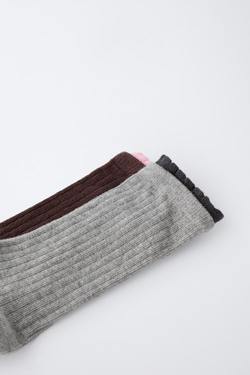 ZARA НАБОР ИЗ 2 ПАР ВЫСОКИХ НОСКОВ С ДВОЙНЫМ ЭФФЕКТОМ, РАЗНОЦВЕТНЫЙ