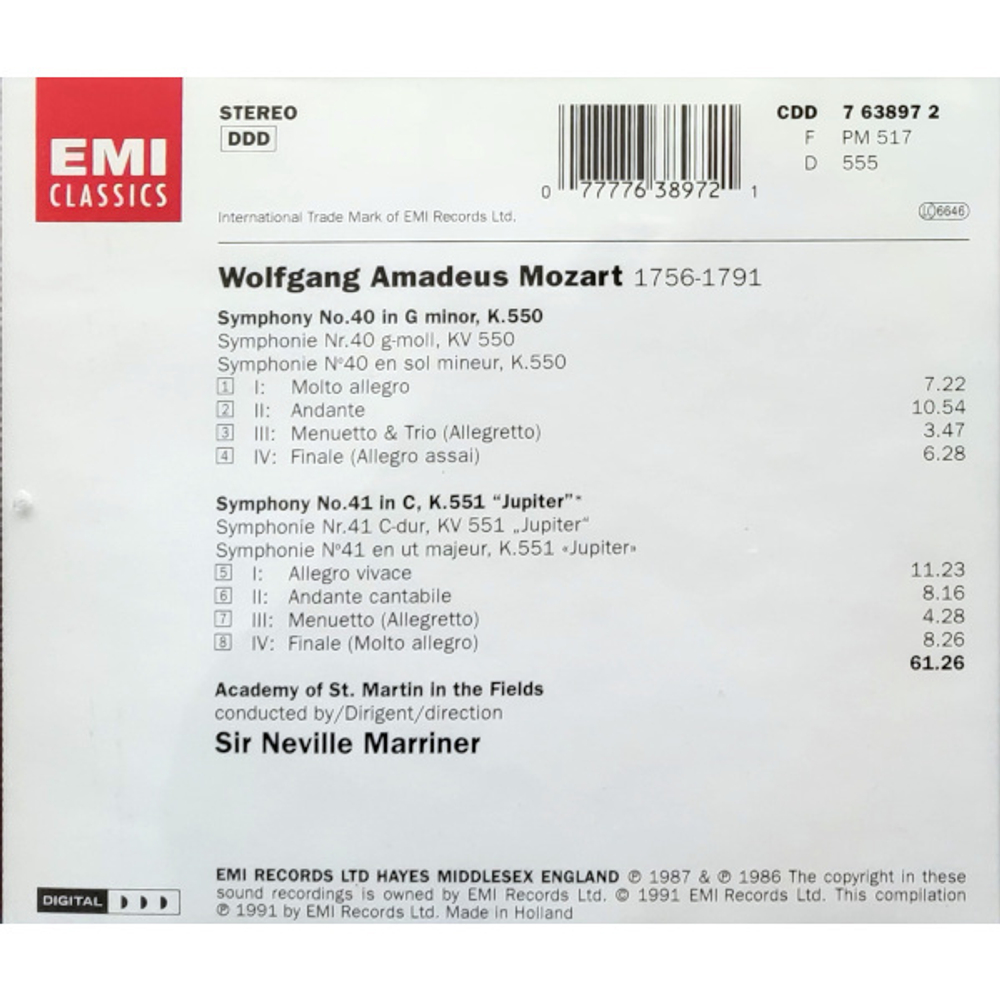 Academy Of St. Martin In The Fields, Neville Marriner / Mozart: Symphonien 40 & 41 Jupiter (CD)