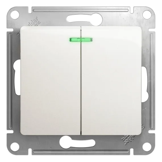 Выключатель 2-кл. СП Glossa 10А IP20 (сх. 5а) 10AX с подсветкой механизм перламутр. SE GSL000653