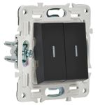 SKANDY Выключатель 2-клавишный проходной с индикацией 10А SK-V10Bl черный IEK