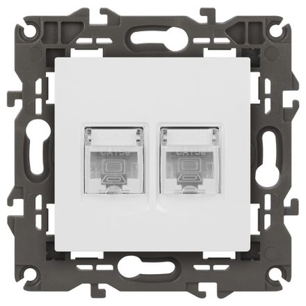 14-3108-01 ЭРА Розетка 2хRJ45, IP20, белый