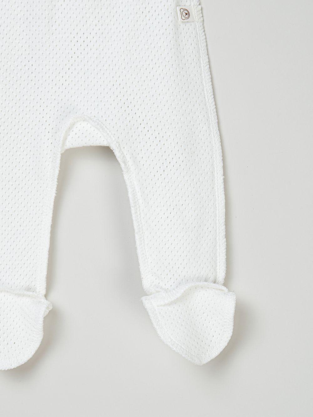 Ползунки с закрытой ножкой "Молоко" из ажурного хлопка 0+