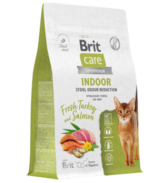 Brit Care Superpremium Cat Indoor с индейкой и лососем для взрослых кошек, Уменьшение запаха