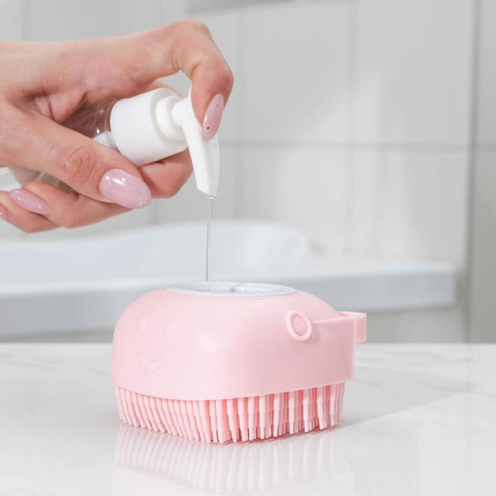 6979641 Мочалка силиконовая с ёмкостью для мыла Доляна, цвет МИКС