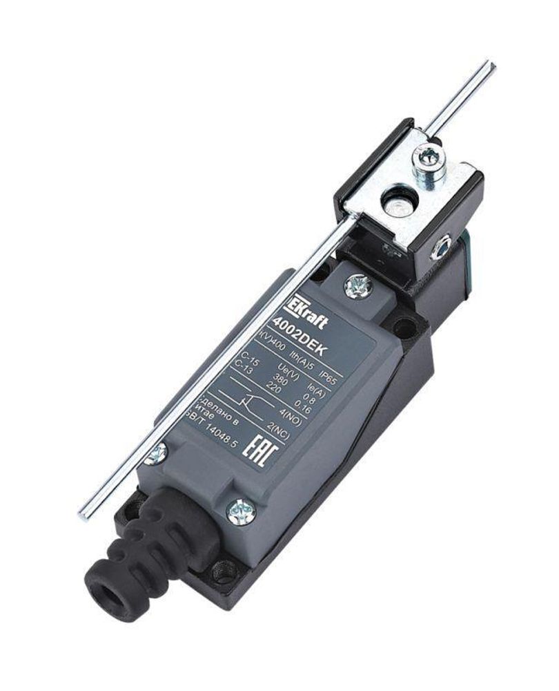 Выключатель концевой 1НО1НЗ вращающийся стержень регулиру. длины метал. DEKraft 34002DEK Выключатель концевой 1НО1НЗ вращающийся стержень регулиру. длины метал. DEKraft 34002DEK