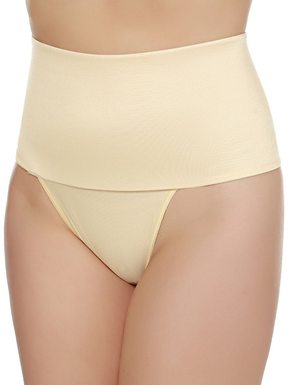 Корсетные трусы-стринги с широким эластичным поясом (Размер: XL) (Цвет: бежевый)