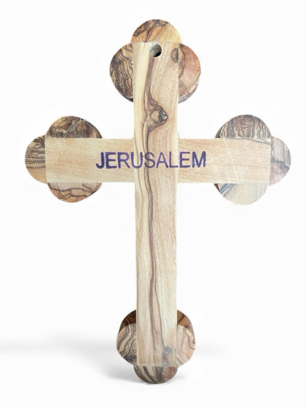 Крест распятие Иерусалимский из оливы, перламутр 2-х цветный полный, 4 вставки, высота 14 см