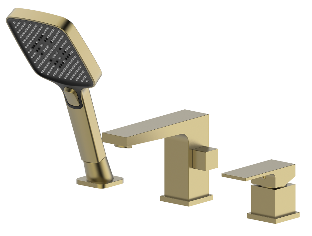 393532-S Смеситель на борт ванны водопад МАТ. ЗОЛОТО (3 отв.) ViEiR (8/1шт)