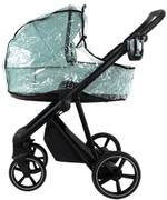 Детская коляска Roan Sol Vintage Leather 2.0 3 в 1 с автокреслом Pituso Santiso Pro Black SL/13/L Misti Mint/Grey/руч. Серый