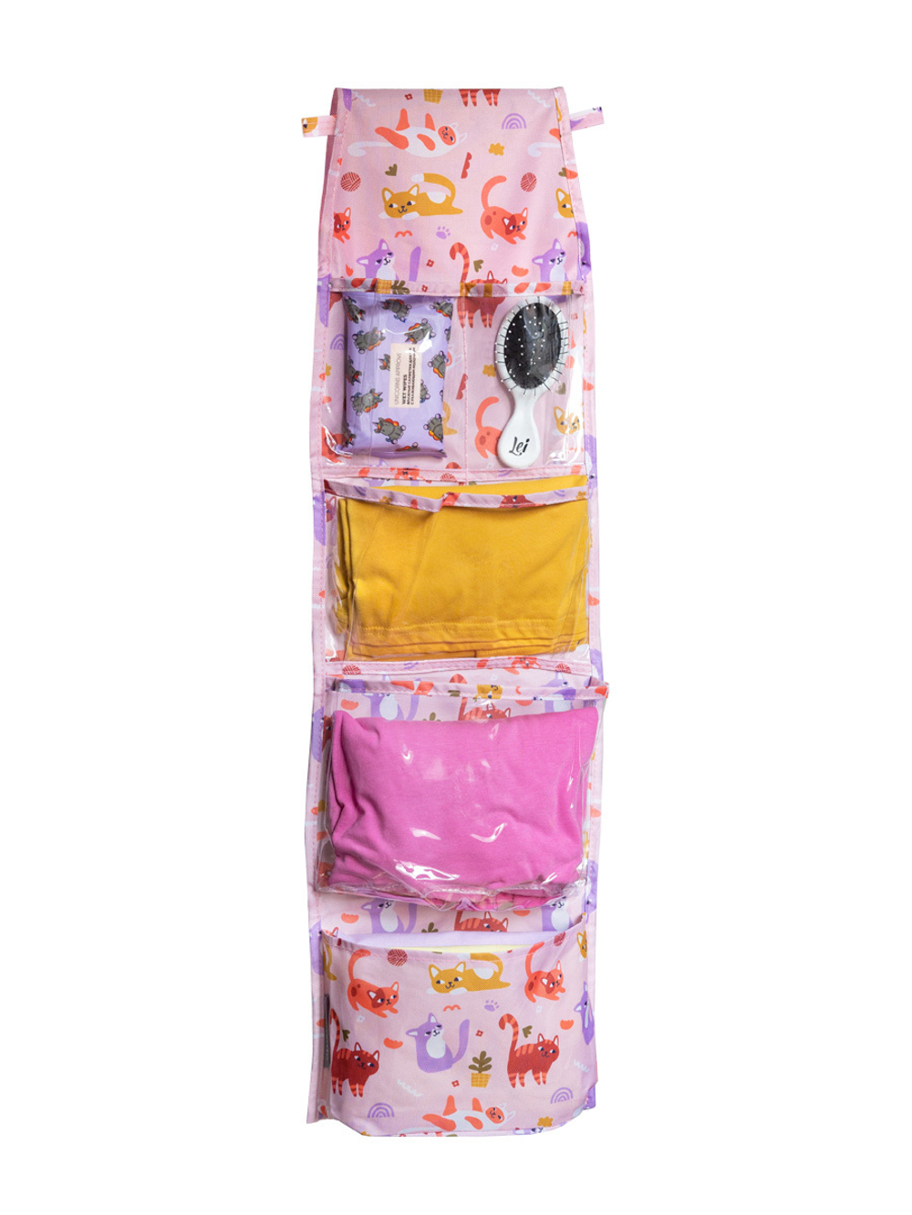 Кармашки для детского сада на липучке. Котики принт