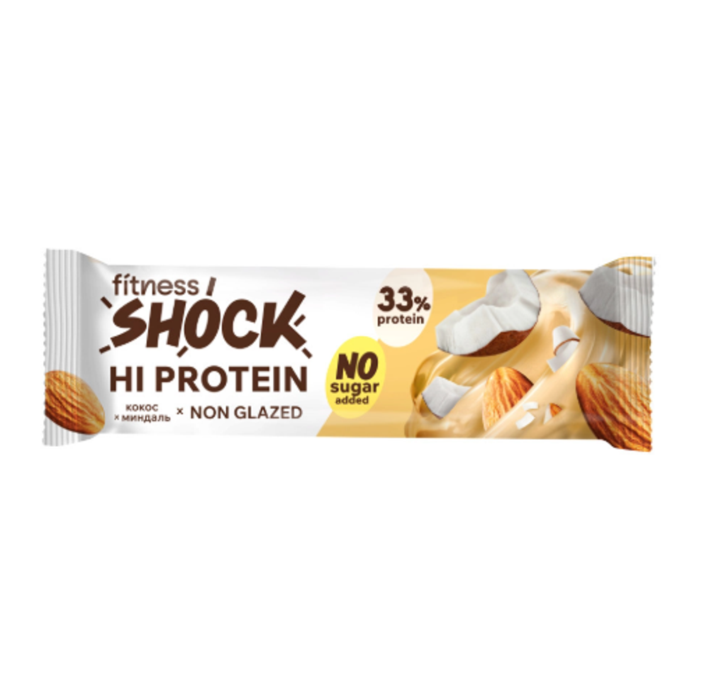 Протеиновый батончик HI PROTEIN FitnesShock 60 гр. Миндаль-кокос-карамель