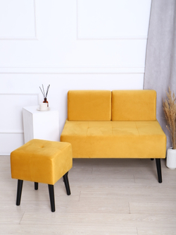 Пуф "Twist" антивандальный велюр горчичный/венге