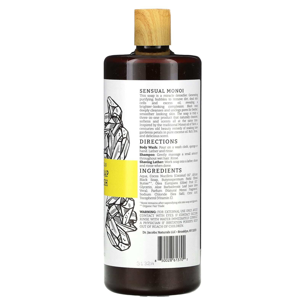 Dr. Jacobs Naturals, Африканское черное мыло для душа на растительной основе, чувственный моной, 946 мл (32 унции)