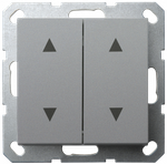 Выключатель двухклавишный для штор 10A 250V~ с накладкой, цвет Алюминий