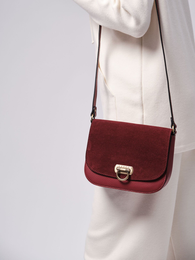 Сумка замшевая на плечо кросс-боди бордо