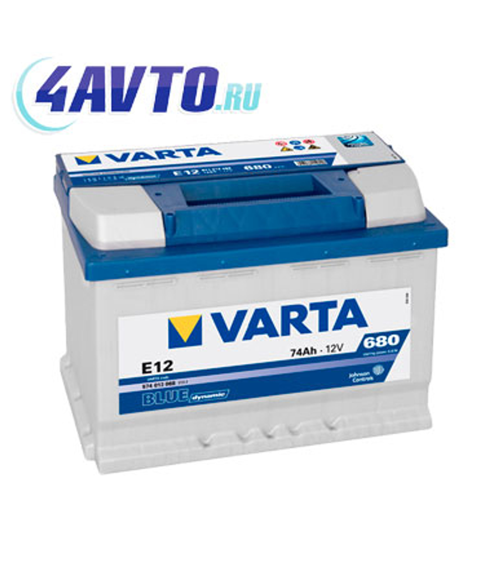 Аккумулятор 74 А/ч, VARTA BLUE DYNAMIC Е12 (574 013), п.п.