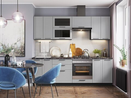 Прямая модульная кухня Глетчер-02 Гейнсборо Силк - Graphite 2140*2400*600