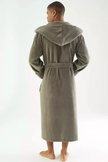 Махровый мужской халат 7230 хаки Nusa Турция