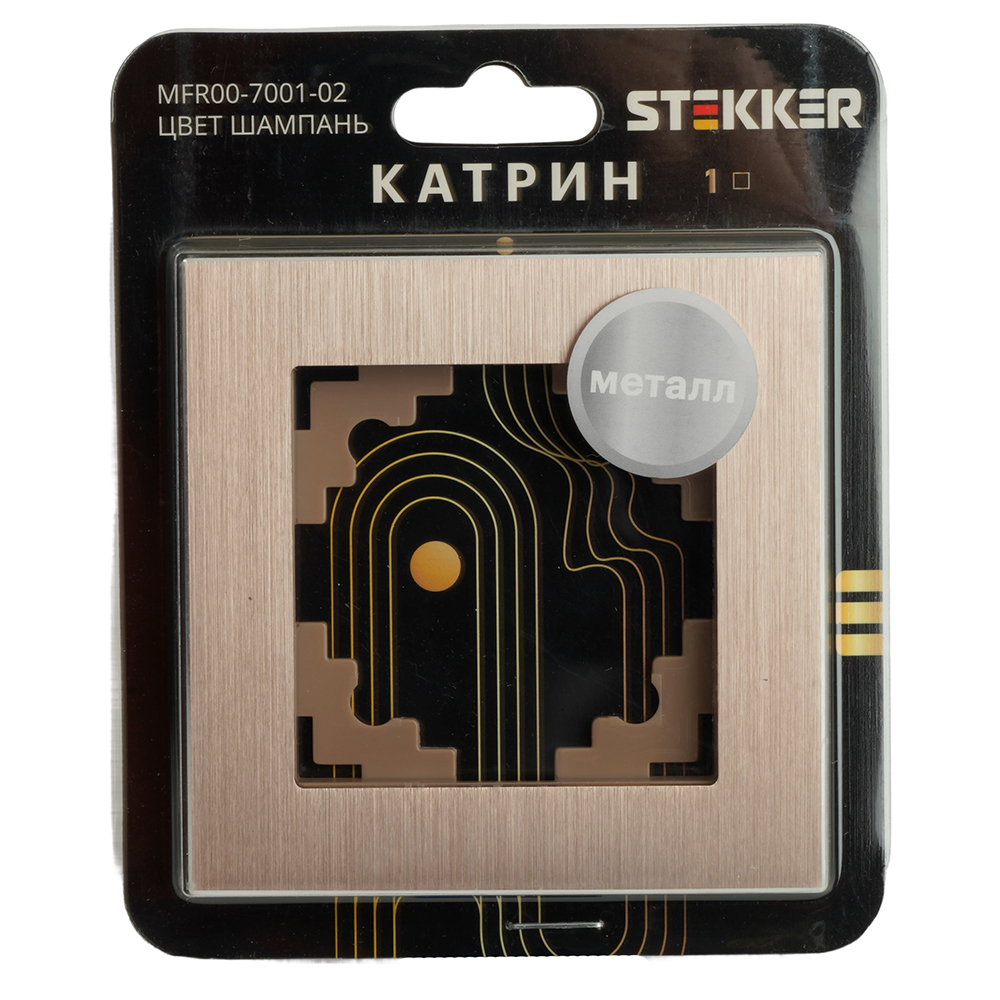 Рамка 1-местная, металл, STEKKER, MFR00-7001-02, серия Катрин, шампань 50010