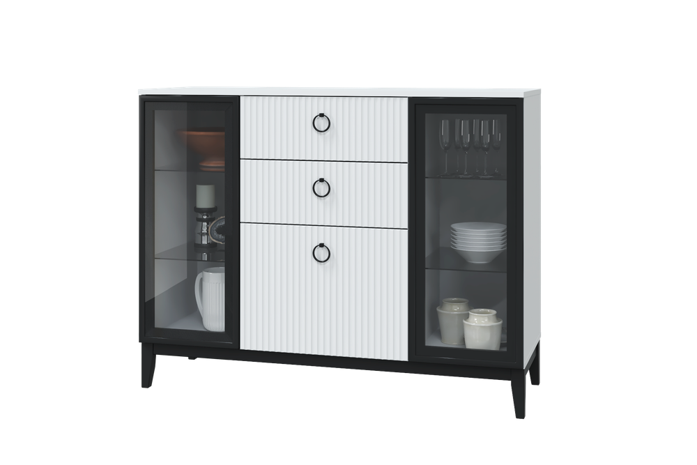 Комод с 2 стеклянными дверками + 2 ящика "Шарлиз" на ножках