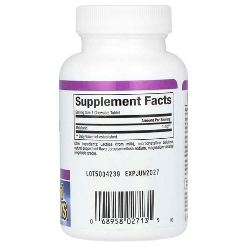 Natural Factors, Stress-Relax, мелатонин, 1 мг, 90 жевательных таблеток