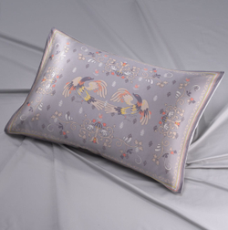Наволочка 50x70 Mollen Мезенская роспись светло-серая шелковая