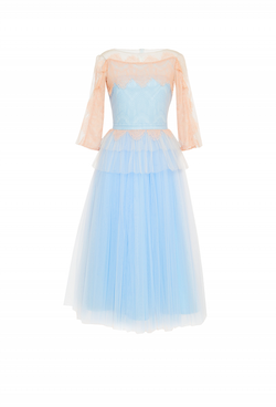 Кружевное платье с баской и пышной юбкой 33 -18SS