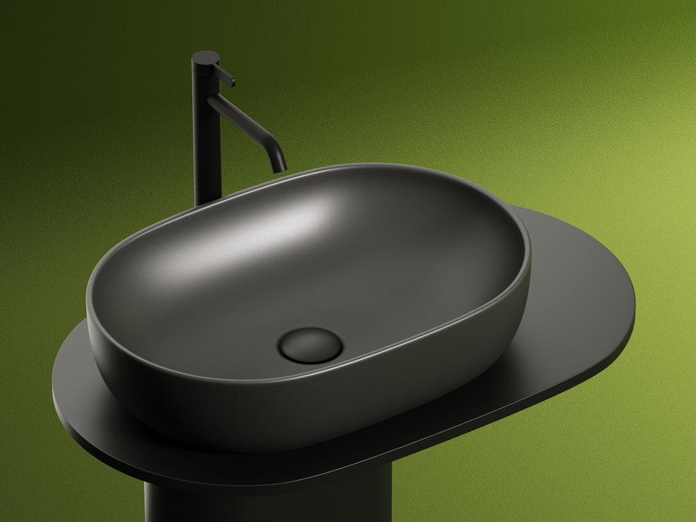 Умывальник чаша накладная овальная (цвет Темный Антрацит Матовый) Element 600x415x135мм