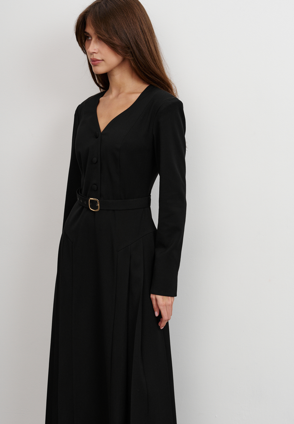 Платье со складками, черное