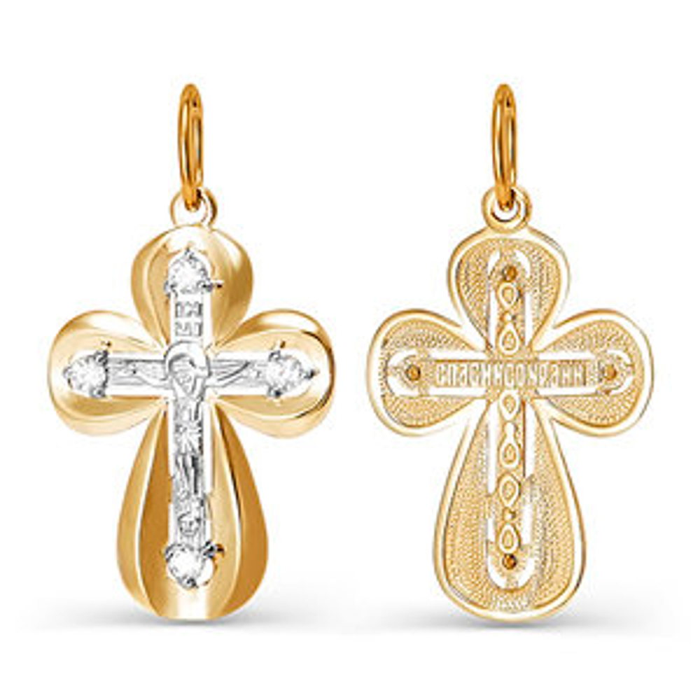 Крест из золота с фианитами