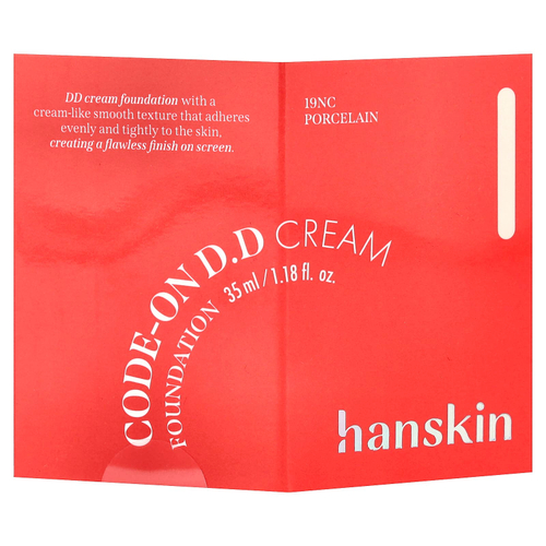 Hanskin, Code-On DD Cream Foundation, тональный крем, 19NC фарфоровый, 35 мл (1,18 жидк. унции)
