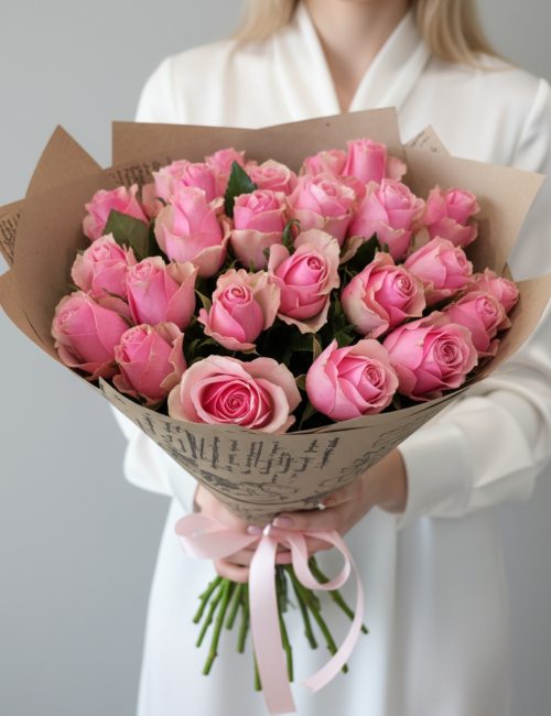 Букет из 25 розовых роз Тайна