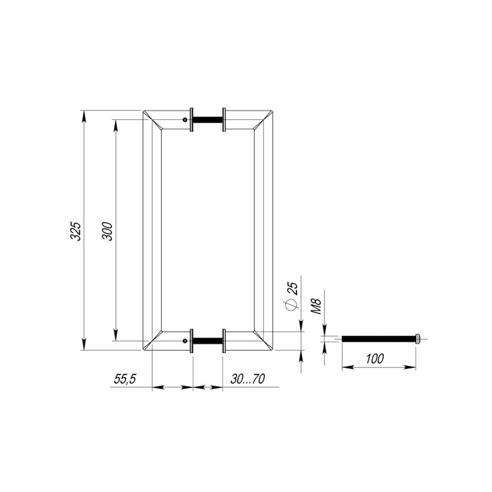 Ручка-скоба PULL.PH25/300.23 INOX 304 (PH-23-25/300-INOX )