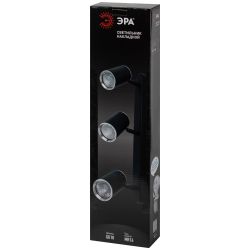 Светильник настенно-потолочный спот ЭРА OL35-3 BK MR16 GU10 IP20 черный хром | Накладные светильники