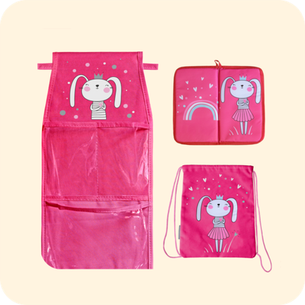 Набор для детского сада: кармашек, коврик, мешок. Зайка