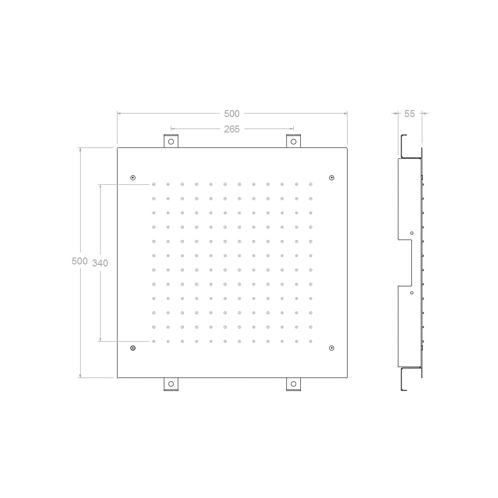 Душ тропический встраиваемый потолочный квадратный REK500NM чёрный
