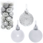 Новогодние шары 4 см-набор 24шт. "Микс фактур" серебро