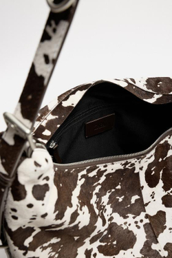 ZARA КОЖАНАЯ СУМКА-ШОПЕР С АНИМАЛИСТИЧЕСКИМ ПРИНТОМ, РАЗНОЦВЕТНЫЙ