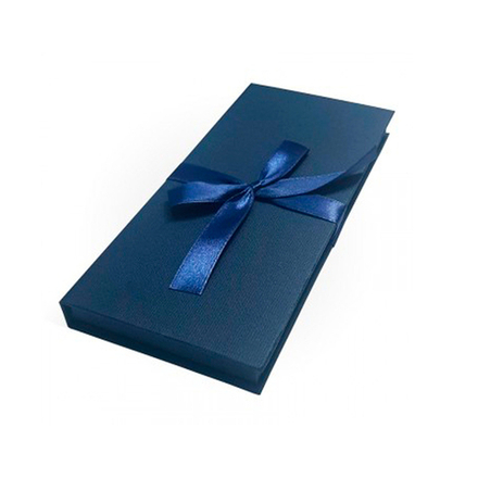 Коробка одиночная для денег, "Строгий синий, тиснение лен", 17*8,3*1,6 см, 1 шт.