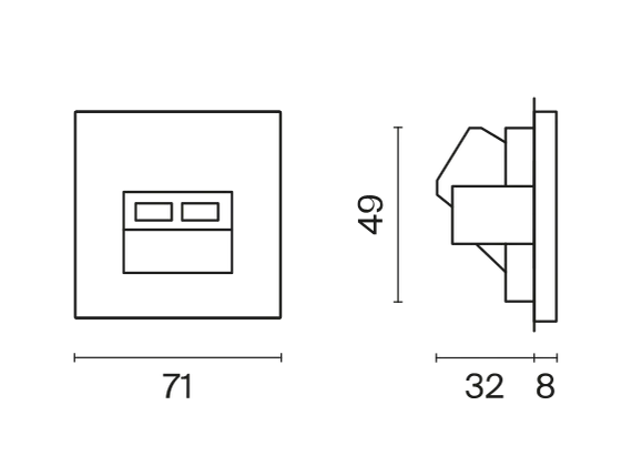 Розетка компьютерная встраиваемая VOLTUM S70 двойная RJ45+RJ45 кат.6, (шелк) vls060204