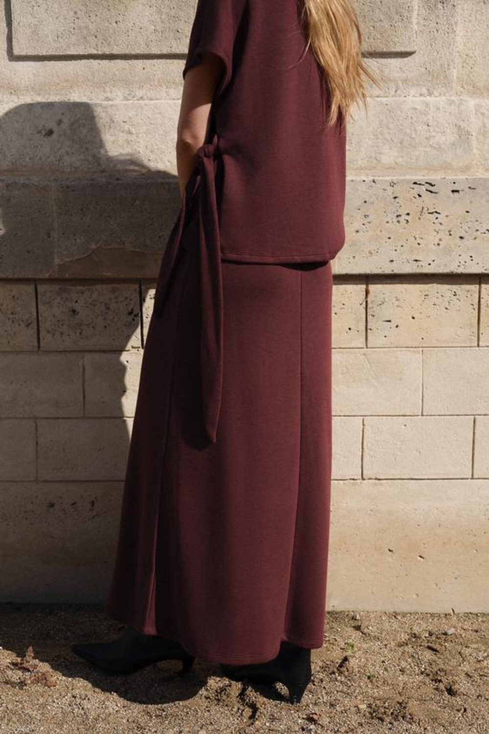 ZARA ЮБКА МИДИ ИЗ МЯГКОЙ ТКАНИ, КОНЬЯЧНЫЙ