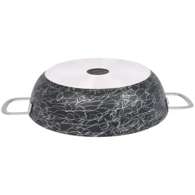 Сотейник 30*8,5см с ручками и стеклянной крышкой «Грация» (черный/серебро) сгчс308а