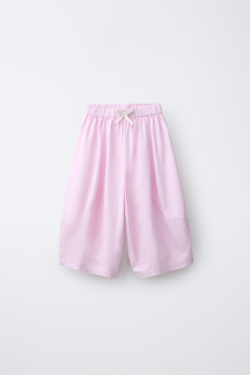 ZARA БРЮКИ-БОМБАШКИ ИЗ СМЕСОВОГО ЛЬНА, РОЗОВЫЙ