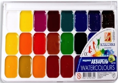 Акварель медовая "Классика" 24 цвета, без кисти, пластик (Луч)