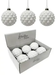 Набор винтажных стеклянных шаров Белый танец 100 мм., белый, 6 шт., Christmas DeLuxe (13037)