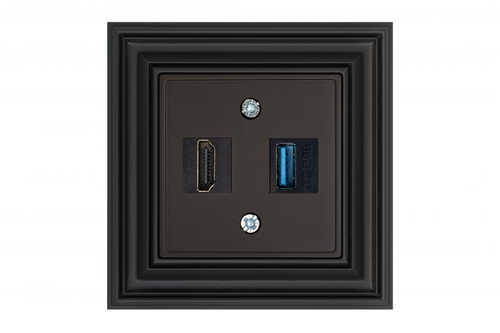 Розетка HDMI USB черный матовый LIREGUS RETRO