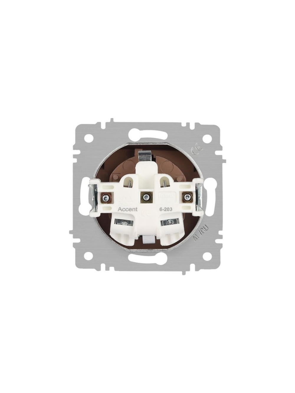Розетка 1-м СП Accent 6-203-02 16А IP20 250В 2P+E Schuko с крышкой сл.кость Intro Б0063716